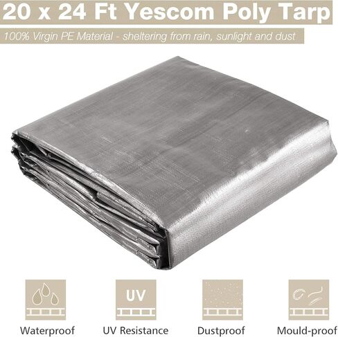YesCom 20x24ft 14 mil شاق البولي القنب القنب القابل للضغط على ملاءة سطح الأرضية مقاومة للماء. in Kuwait