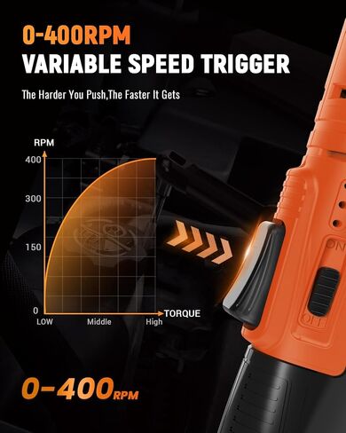 Cordless Electric Ratchet Wrench, 3/8" 12V Battery Powered Ratchet Tool Kit, 40 Ft-Lbs 400 RPM Ratchet Wrench Set with LED Light, 2 Batteries, 11 Sockets and Fast Charger-Yellow in Saudi Arabia