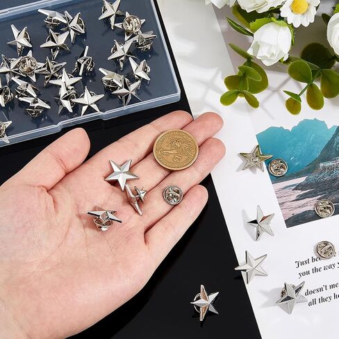 Superfindings 30pcs Star Badge Lapel Pin 0.78inch/20mm جائزة العسكرية دبابيس دبابيس Pentagram سبيكة بروش يوم الظهر الدبوس للرجال للرجال زخارف أزياء يوم العمل in Saudi Arabia