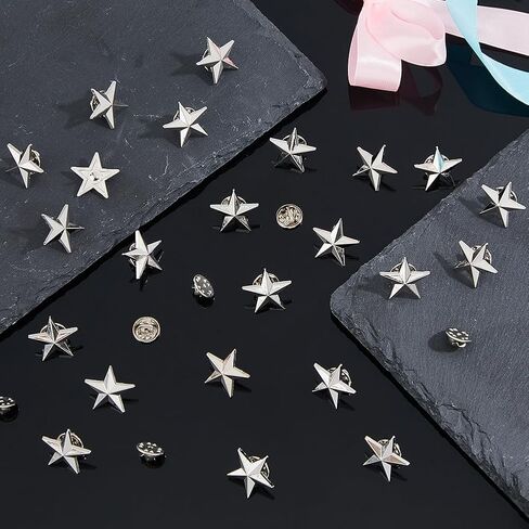 Superfindings 30pcs Star Badge Lapel Pin 0.78inch/20mm جائزة العسكرية دبابيس دبابيس Pentagram سبيكة بروش يوم الظهر الدبوس للرجال للرجال زخارف أزياء يوم العمل in Saudi Arabia