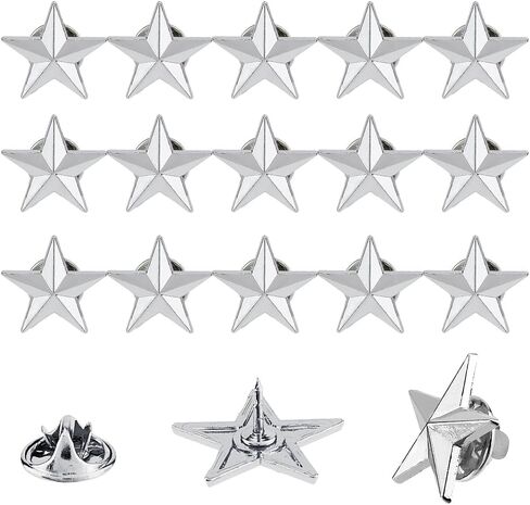 Superfindings 30pcs Star Badge Lapel Pin 0.78inch/20mm جائزة العسكرية دبابيس دبابيس Pentagram سبيكة بروش يوم الظهر الدبوس للرجال للرجال زخارف أزياء يوم العمل in Saudi Arabia