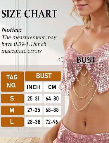 Seaur Sexy Top for Women Metallic Sequin Halter Multi Trans Chake Stain Stain بدون خزانة محصول عاريات مع زوج من حمالة صدر لزجة S-L in Saudi Arabia