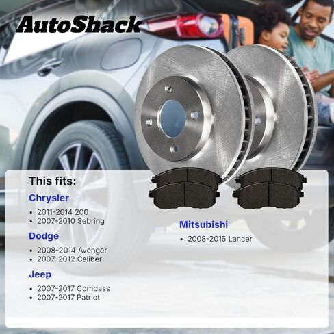 Autoshack Rear Brake Kit Replacement for Jeep Patriot Compass Dodge Avenger Caliber Chrysler 200 Sebring Mitsubishi Lancer V6 Disc Brake Rotors with Ceramic Brake Pad 10.3" (261.8 mm) CBO630381037CPA in Saudi Arabia