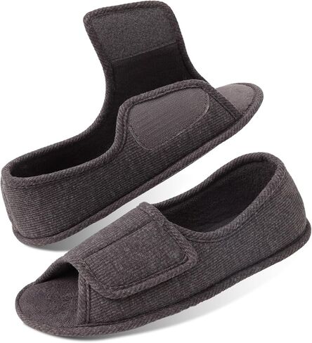 Adjustable House Shoes Open Toe Full Foot Slippers for Women Breathable Memory Foam Slipper Indoor/Outdoor Non-Slip Sole Extra Wide Shoes for All Season Pink US7-8 in Saudi Arabia