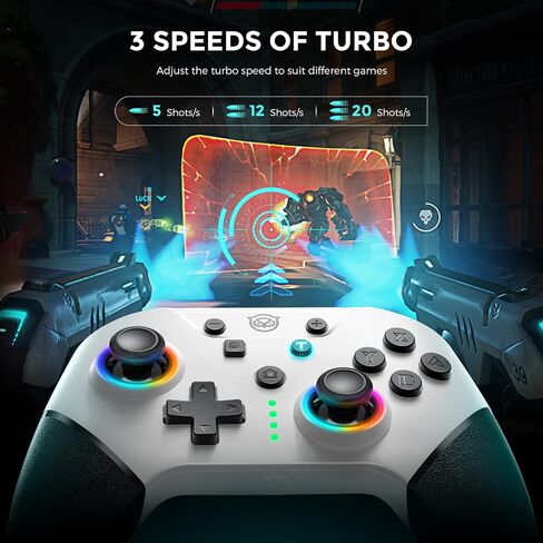 NYXI Flexi Wireless Controller, 1000Hz Polling Rate Hall Effect Joystick, Interchangeable D-pad&Left Joystick, 4 Mppable Buttons, 800mAh Battery, Adjustable Turbo/Vibration for PC/Switch/iOS/Android in Saudi Arabia