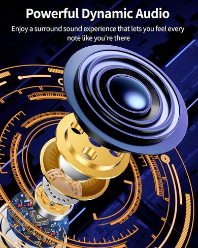 PocBuds Bluetooth Headphones Wireless Earbuds 80hrs Playtime Wireless Charging Case Digital Display Sports Ear Buds with Earhook Deep Bass IPX7 Waterproof Over-Ear Earphones for TV Phone Laptop Blue in Kuwait
