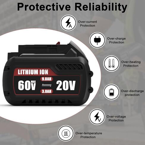 2 Packs 6.0Ah Lithium Ion Battery and Charger Replacement for Dewalt 20V Max Battery and Charger Combo Compatible with Dewalt 12-20V Batteries and All 20 Volt Cordless Tools in Saudi Arabia