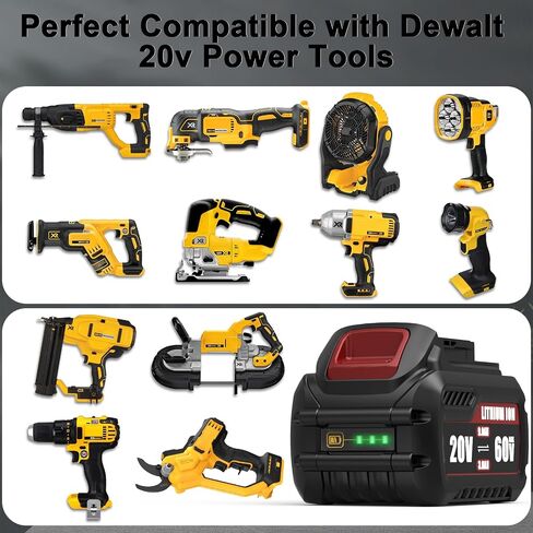 2 Packs 6.0Ah Lithium Ion Battery and Charger Replacement for Dewalt 20V Max Battery and Charger Combo Compatible with Dewalt 12-20V Batteries and All 20 Volt Cordless Tools in Saudi Arabia