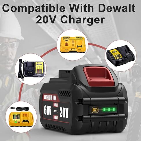 2 Packs 6.0Ah Lithium Ion Battery and Charger Replacement for Dewalt 20V Max Battery and Charger Combo Compatible with Dewalt 12-20V Batteries and All 20 Volt Cordless Tools in Saudi Arabia