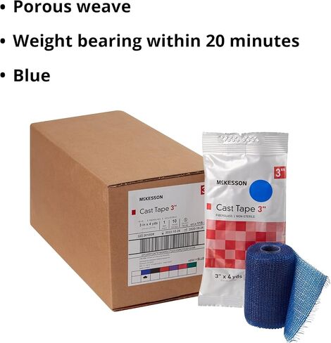 McKesson Cast Tape, Fiberglass, Blue, 3 in x 4 yds, 1 Count, 10 Packs, 10 Total in Saudi Arabia