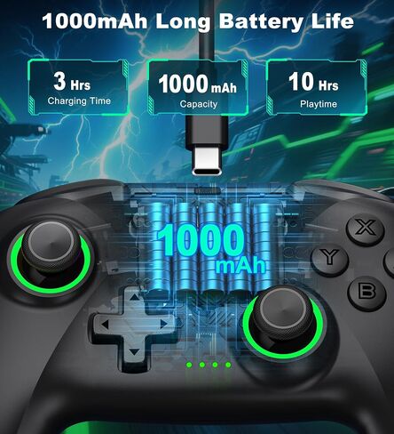 PC Controller, Wireless Bluetooth Controller, 1000mAh Battery, with Hall Effect Joysticks & Triggers, No Dead Zone, No Stick Drift, Controller for PC, Switch, iOS and Android, Cool Dynamic Light in Kuwait