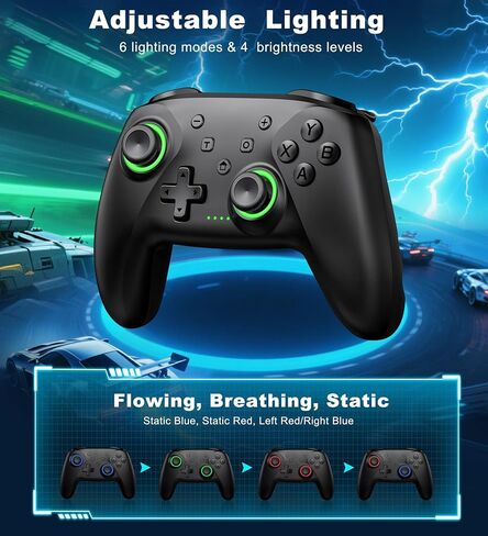 PC Controller, Wireless Bluetooth Controller, 1000mAh Battery, with Hall Effect Joysticks & Triggers, No Dead Zone, No Stick Drift, Controller for PC, Switch, iOS and Android, Cool Dynamic Light in Kuwait