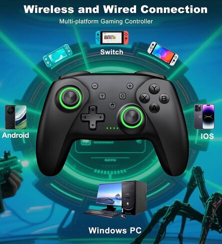 PC Controller, Wireless Bluetooth Controller, 1000mAh Battery, with Hall Effect Joysticks & Triggers, No Dead Zone, No Stick Drift, Controller for PC, Switch, iOS and Android, Cool Dynamic Light in Kuwait
