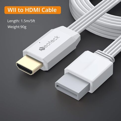 Neoteck wii إلى HDMI Converter 1080p 5ft/150cm HDMI كابل لـ Wii المدمج في Wii Cable for tv ، plug و play wii إلى محول HDMI متوافق مع wii ، wii u ، hdtv ، إلخ. in Kuwait