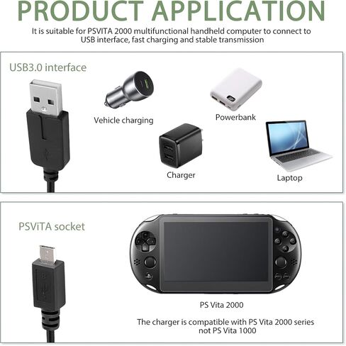 PS Vita 1000 Charger Cable with USB3.0 to Type C Adapter, 4FT USB 2-in-1 Power & Data Sync Cord Compatible with PS Vita PCH-1000 Series, PC/PS3/Laptop Connectivity (Not for PSV 2000) in Saudi Arabia