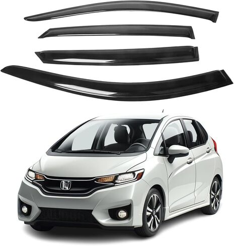 يناسب 2015 2016 2017 2018 2019 مجموعة حجارة Hondafit-Acrylic Safe Smoke Window-Sun ، Rain ، وحماية تنفيس ، مجموعة حراسة نافذة ذات 4 قطع ، سميكة 2 مم in Saudi Arabia