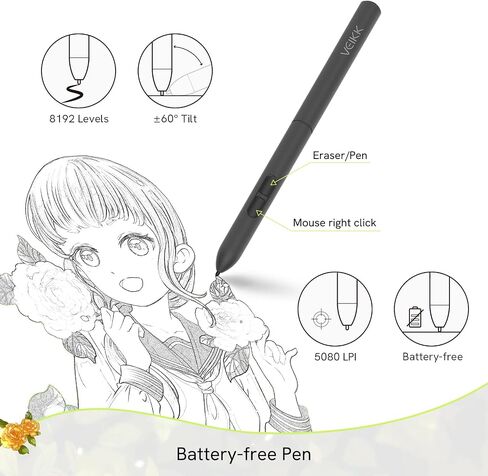 Drawing Tablet, VEIKK A15 10x6 inch Drawing Pad with 12 Shortcut Keys, 8192 Levels of Pressure and Battery-Free Pen, 20 Additional Nibs, Graphic Tablet for Win/Mac/Linux/Android OS （Red） in Saudi Arabia