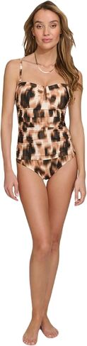 DKNY Women's U-Wire Bandeau One Piece Swimsuit مع التحكم في البطن in Kuwait