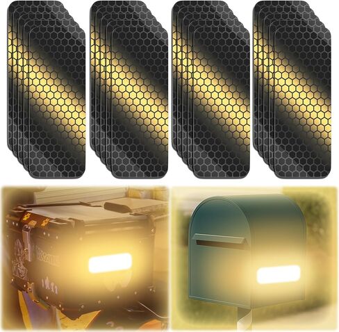 20 Pcs Super Reflection Reflective Stickers Made of 3M DG3, Safety Reflective Tape for Car Bike Mailbox Helmet, Black Reflective Tape Outdoor Waterproof 3.15" X 1.18" in Kuwait