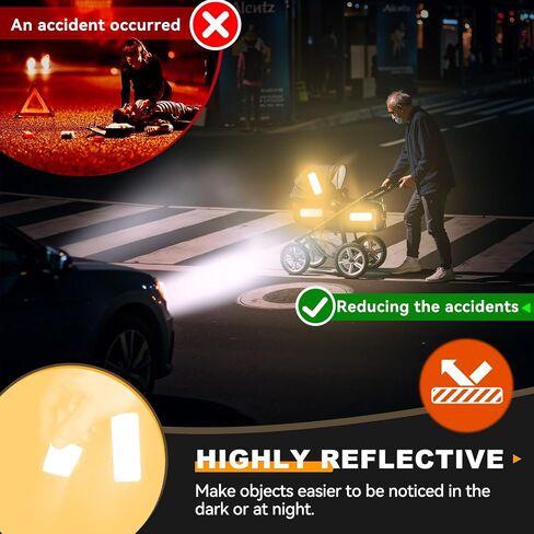 20 Pcs Super Reflection Reflective Stickers Made of 3M DG3, Safety Reflective Tape for Car Bike Mailbox Helmet, Black Reflective Tape Outdoor Waterproof 3.15" X 1.18" in Kuwait