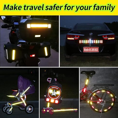 20 Pcs Super Reflection Reflective Stickers Made of 3M DG3, Safety Reflective Tape for Car Bike Mailbox Helmet, Black Reflective Tape Outdoor Waterproof 3.15" X 1.18" in Kuwait