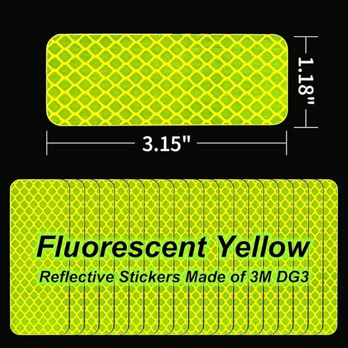 20 Pcs Super Reflection Reflective Stickers Made of 3M DG3, Safety Reflective Tape for Car Bike Mailbox Helmet, Black Reflective Tape Outdoor Waterproof 3.15" X 1.18" in Kuwait