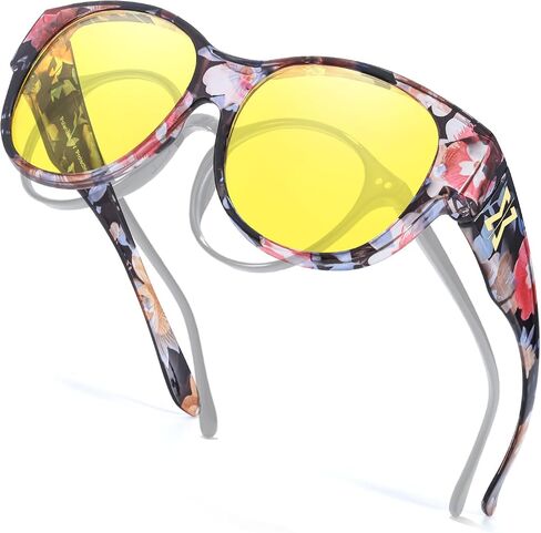 Xfeel Night Driving Glasses Over Prescription Glasses for Women Anti Glare Night Vision Glasses for Low-Light Conditions in Kuwait