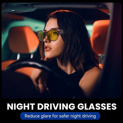 Xfeel Night Driving Glasses Over Prescription Glasses for Women Anti Glare Night Vision Glasses for Low-Light Conditions in Kuwait