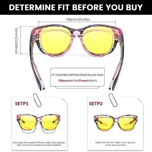 Xfeel Night Driving Glasses Over Prescription Glasses for Women Anti Glare Night Vision Glasses for Low-Light Conditions in Kuwait