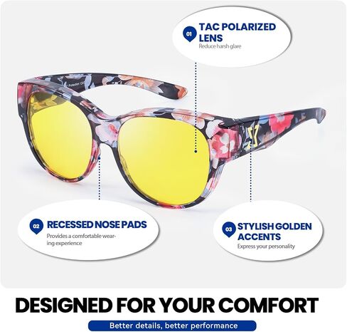 Xfeel Night Driving Glasses Over Prescription Glasses for Women Anti Glare Night Vision Glasses for Low-Light Conditions in Kuwait