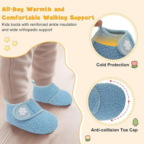 Scurtain Toddler Slippers Winter Boots Kids Slippers Girls Boys Toddler Snow Boots Baby Warm Socks Lightweight House Shoes Non-Slip Ankle Booties Walking Shoes in Kuwait