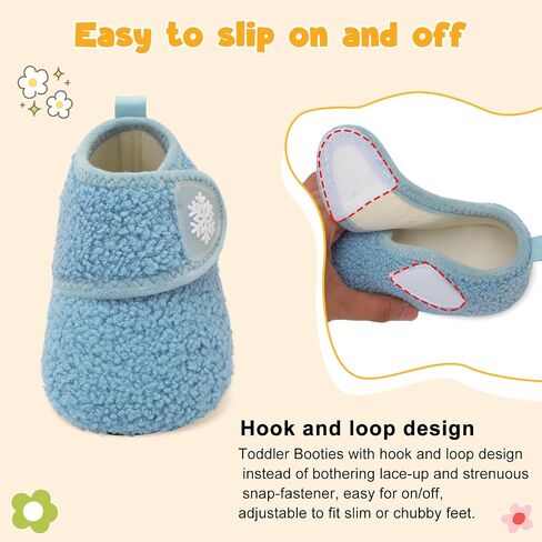 Scurtain Toddler Slippers Winter Boots Kids Slippers Girls Boys Toddler Snow Boots Baby Warm Socks Lightweight House Shoes Non-Slip Ankle Booties Walking Shoes in Kuwait