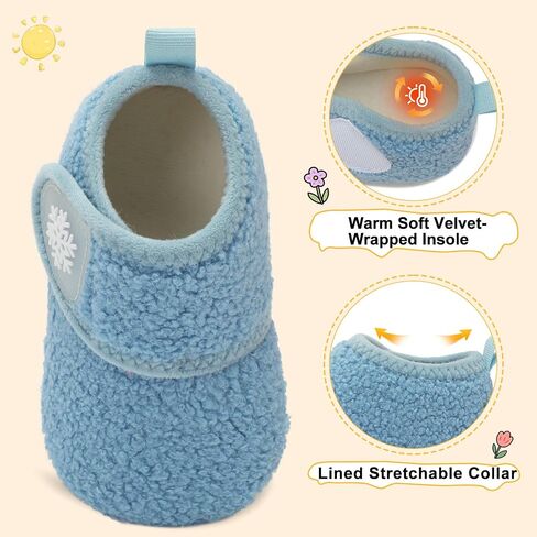 Scurtain Toddler Slippers Winter Boots Kids Slippers Girls Boys Toddler Snow Boots Baby Warm Socks Lightweight House Shoes Non-Slip Ankle Booties Walking Shoes in Kuwait