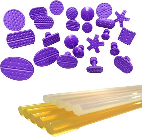 24pcs Auto Dent Glue Glue Tabs Car Car Body Dent Dent Tabs Tabs Admovians Adains Hail Dent With With 10pcs Glue Sticks (Multi Colored) in Kuwait