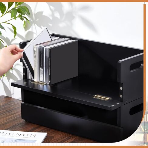 2 Pcs Wooden Cd Storage Box Holder Racks Cassette Tape Display Stand with Carrying Handles,Organizer Shelf for Movie Cases, Dvds, Cd Organizer Can Store up to 36 Pcs in Kuwait