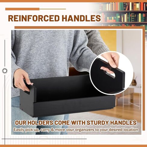 2 Pcs Wooden Cd Storage Box Holder Racks Cassette Tape Display Stand with Carrying Handles,Organizer Shelf for Movie Cases, Dvds, Cd Organizer Can Store up to 36 Pcs in Kuwait