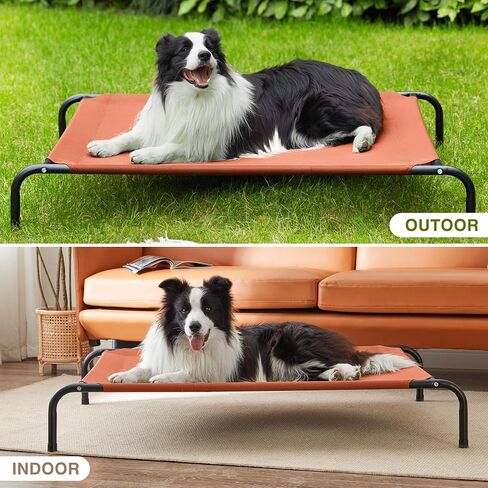 Love's cabin Elevated Cooling Dog Bed for Large Dogs, Portable Indoor & Outdoor Raised Pet Dog Cat Cot, Durable Summer Frame with Breathable Mesh, Grey, 48 inches in Kuwait