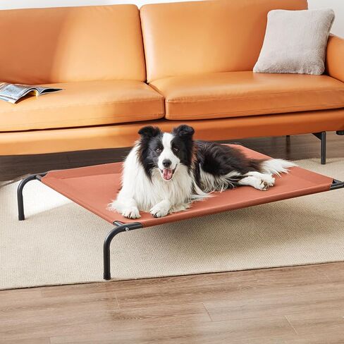 Love's cabin Elevated Cooling Dog Bed for Large Dogs, Portable Indoor & Outdoor Raised Pet Dog Cat Cot, Durable Summer Frame with Breathable Mesh, Grey, 48 inches in Kuwait