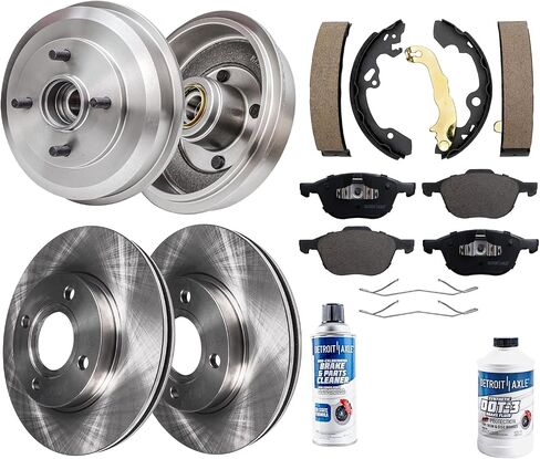 Detroit Axle - Brake Kit for 2005 2006 2007 Ford Focus, Front Disc Brakes Rotors Ceramic Brake Pads, Rear Brake Drums Brake Shoes Replacement in Saudi Arabia