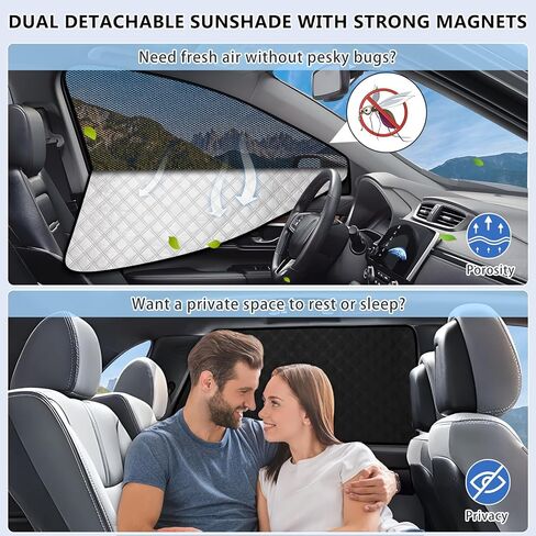 ZATOOTO Car Window Shades for Toyota Tacoma 2024 Sun Shade for Side Windows 4 Pack, Car Window Cover for Camping with Breathable Window Screen and Reversible Blackout Window Shade for Privacy Heat in Kuwait