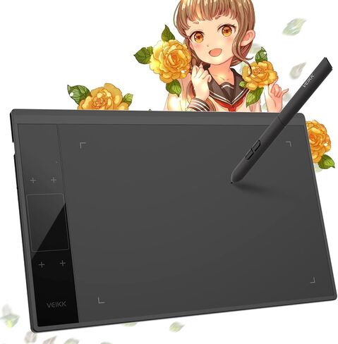 الرسم الرقمي الجهاز اللوحي Veikk A15Pro Graphics Pen Tablet 10 × 6 بوصة رسومات الكمبيوتر اللوحي مع 12 مفتاح اختصار واتجاه سريع واحد ، يدعم وظيفة الميل ، لنظام التشغيل Mac/Win/Linux/Android (الأحمر) in Kuwait