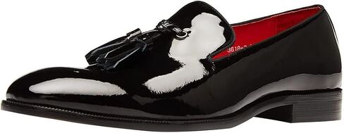 Santimon Men's Tassel Slip-on Penny Loafers Casual Dress Patent Leather Smoking Slipper Black Formal Shoes for Men in Saudi Arabia