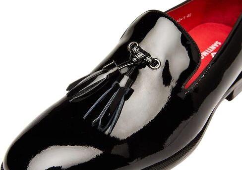 Santimon Men's Tassel Slip-on Penny Loafers Casual Dress Patent Leather Smoking Slipper Black Formal Shoes for Men in Saudi Arabia