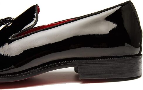 Santimon Men's Tassel Slip-on Penny Loafers Casual Dress Patent Leather Smoking Slipper Black Formal Shoes for Men in Saudi Arabia