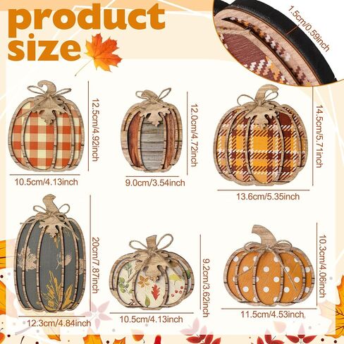 Leinuosen 6 PCS Fall Fall Decord Duck Pumpkin Wooden Block Sign Fall Tiered Tresh Decor in Saudi Arabia