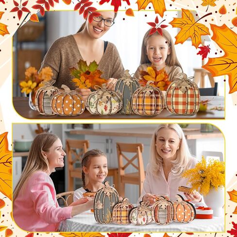 Leinuosen 6 PCS Fall Fall Decord Duck Pumpkin Wooden Block Sign Fall Tiered Tresh Decor in Saudi Arabia