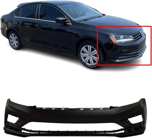 FitParts Compatible With Front Bumper Cover 2016 2017 2018 Volkswagen Jetta Sedan 16 17 18. New, Primed & Ready for Paint. W/O parking aid sensor holes. VW1000242 5C6807217ALGRU in Saudi Arabia