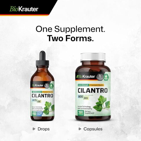 BIO KRAUTER Cilantro Supplement - Rich Source of Antioxidants - Natural Cleansing & Detox Cilantro Extract - Vegan, Alcohol Free Drops 4 Fl.Oz. in Saudi Arabia