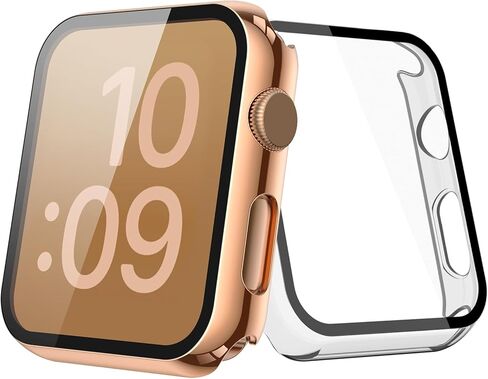 JULK [2 Pack] Case with Tempered Glass Screen Protector for Apple Watch 10 (2024) 46mm, Slim Guard Bumper with HD Glass, Full Coverage Hard PC Protective Cover for iWatch Series 10 46mm, Transparent in Kuwait