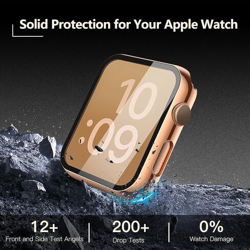 JULK [2 Pack] Case with Tempered Glass Screen Protector for Apple Watch 10 (2024) 46mm, Slim Guard Bumper with HD Glass, Full Coverage Hard PC Protective Cover for iWatch Series 10 46mm, Transparent in Kuwait